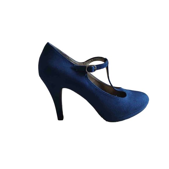 Worthington Shoes - Worthington T strap heels size 9 Henley navy blue suede